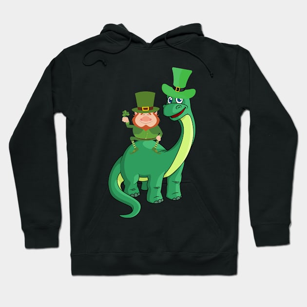 Kid's Dinosaur Shamrock St Patrick's Day Hoodie by yassinebd